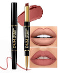 2-in-1 Antique Rose Lip Liner & Lipstick Set Kit for Women, Matte Lips Kit with Lip Liner Lip Stains Long Lasting Waterproof 24 Hour Lipstick and Lip Liners Combo Lipliners Pencil Set 04