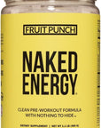 Naked Fruit Punch Naked Energy - Clean Pre Workout Supplement for Men and Women, Vegan Friendly, No Added Sweeteners, Colors Or Flavors - 30 Servings