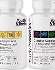 Youth & Tonic Oregano & Caprylic Acid Gut Health Supplement with Probiotics & Herbs for Gut Flora Balance, Digestive & Intestinal Health and Immune Support – 90 Capsules