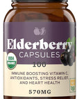 Organic Elderberry Capsules - Organic, Dried, & Pure Elderberry Sambucus Natural Immune Boost Capsules - 570 mg