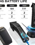 Supreme Trimmer 3-in-1 Barber Bundle | 2Spee Clipper, 2Spee Trimmer & Crunch Foil Shaver | Professional Beard Trimmer Men’s Hair Clipper Kit | (Black)
