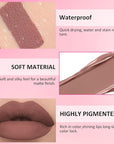 Matte Liquid Lipstick,Light Brown Liquid Lip Stains, Long Lasting Waterproof Lip Gloss Makeup, Velvet Non-Stick Cup Lips Stain X-02#