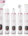 Electric Razor Shavers for Women 5 in 1 Electric Shaver for Women,Cordless Replaceable Facial Eyebrow Razors & Nose Hair Trimmer, Wet Dry Bikini Trimmer Pubic Hair Removal Gifts for Womens 3028A White
