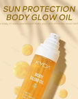 KYDA Body Glow Oil, SPF 45 Broad Spectrum, Sunscreen Body Oil with Gold Mica, Moisturizing Coconuts Summer Sunscreen, Water Resistant Glow Skin Moisturizer, 3.38 fl oz, GOLD