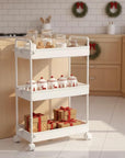 Ronlap 3 Tier Slim Rolling Storage Cart with Wheels Plastic Utility Cart Organizer for Snack Craft Art Postpartum Baby Diaper Nail Makeup in Bathroom Laundry Room Kitchen Bedside Narrow Space, White