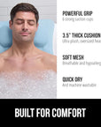 GORILLA GRIP Mesh Bath Pillow for Tub, 6 Powerful Suction Cups, Oversized Headrest with Breathable FlexComfort Technology for Neck, Head, Back Support, Luxury Machine Washable Bathtub Must Haves, Blue