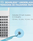 Ardell Seamless 3D Faux Mink Underlash Extensions Refill Kit - DIY Lash Clusters, Customizable Eyelash Extension for Natural Looking Lashes, 1-Pack