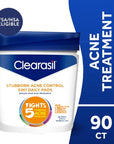 Clearasil Acne Treatment Facial Cleansing Pads, Stubborn Acne Control 5-in-1 Daily Pads, 90 Pads (Pack of 3)
