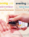 GLEOW Retinol Serum for Face, Vitamin C with Hyaluronic Acid Face Serum for Women and Men, Glow Total Package Skin Care Set, Targets Appearance of Uneven Skin Tone and Dryness 3x2 oz