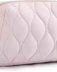 BAGSMART Makeup Bag, Travel Cosmetic Bag, Puffy Padded Make Up Bag for Women, Makeup Organizer Case, Wide-open Pouch Purse, Travel Essentials, Toiletries Accessories Brushes, Pink