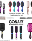 Conair The Knot Doctor for Premium Pro Detangling Brush for Wet or Dry Hair with Green Storage Case, Black