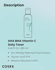 COSRX ABC Daily Toner, Korean Toner for Day & Night with AHA, BHA, & Vitamin C, Refreshing Exfoliating Toner for Clean Radiant Skin, Korean Skin Care, 280ml / 9.46 fl.oz
