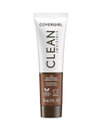 COVERGIRL Clean Invisible Foundation Makeup, Dewy & Glowy Natural Finish, Buildable Coverage, Skin-Like Smooth Look, Vegan, Deep Bronze, 1oz