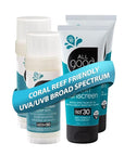 All Good Sport Face & Body Sunscreen - UVA/UVB Broad Spectrum, Water Resistant, Coral Reef Friendly - (2) SPF 50 Butter Sticks & (2) SPF 30 Lotions