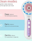 Face Scrubber Exfoliator,Facial Cleansing Brush Rechargeable IPX7 Waterproof with 5 Brush Heads,Electric Face Spin Brush for Exfoliating, Massaging and Deep Cleansing (White+Purple)