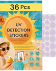 UV Stickers for Sunscreen - 36 PCS UV Detection Stickers, Kid Friendly Sun Protection Reminder, Sunscreen Patches, Summer and Beach Vacation Essentials (36)
