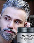Temporary Silver Gray Hair Spray Color, Luxury Coloring Mud Grey Hair Dye Wax,Washable Treatment Hair Color Wax with All Day Hold works on white hair/non-pigmented hair for Party, Cosplay (1, Gray)