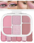 6-in-1 Cream & Powder Makeup Palette for Old Women – Blush, Highlighter & Eyeshadow, Matte & Shimmer Finish, Rose Nude Tones, Travel-Friendly Compact 03