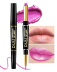 2-in-1 Fuchsia Lip Liner & Lipstick Set Kit for Women, Metallic Lips Kit with Lip Liner Lip Stains Long Lasting Waterproof 24 Hour Lipstick and Lip Liners Combo Lipliners Pencil Set 19