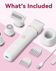 Electric Bikini Trimmer for Women - 4 in 1 Electric Shaver for Women, Waterproof Pubic Hair Trimmer and Facial Hair Remover, Replaceable Razors & Nose Hair Trimmer, Rechargeable Women's Grooming Kit