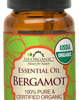US Organic 100% Pure Bergamot Essential Oil, USDA Certified Organic, Cold Pressed, with Euro droppers (More Size Variations Available) (10 ml / .33 fl oz)