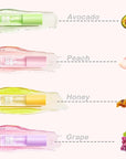 4Pcs Hydrating Lip Oil Set,Clear Lip Gloss,Long Lasting Nourishing Revitalizing for Dry Lips,Waterproof,Lip Gloss Base Flavoring Oil for Women Girls(Avocado+Grape+Peach+Honey)