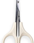 Eyebrow Scissors Self Care Tools Small Scissors for Facial, Nose, Eyebrow, Mustache, and Beard Hair Trimming & Grooming, Straight Edge, White Short Cap