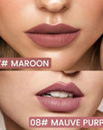 2Pcs Longwear Liquid Lip Liner Stain Marker Pen Set Long Lasting Waterproof, Maroon Dusty Mauve Purple Matte 24 Hour Lip Liner and Lipstick Combo Korean Color Stay Lipliner All Day Lips Stain peel off