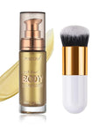 Body Shimmer Oil, Waterproof Long Lasting Moisturizing Bronze Gold #02) 1oz