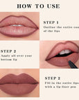 2Pcs Longwear Liquid Lip Liner Stain Marker Pen Set Long Lasting Waterproof, Pink Red Maroon Dusty Mauve Matte 24 Hour Lip Liner and Lipstick Combo, Color Stay Lipliner All Day, Lips Stain peel off