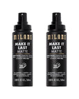 Milani Setting Spray + Primer, Make It Last Matte- Oil Absorbing Charcoal Formula to Control Shine, Matte Finish Setting Spray for Makeup and Primer for Oily Skin, Prime +Correct + Set - 2 Pack