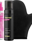 b.tan Dark Self Tan Foam & Face Mist Kit | b.tan + Glow Bundle - Sunless Tanning Mousse, Bronzing Gradual Facial + Body Spray, Mitt Applicator, 1 Hour Express, No Fake Tanner Smell, 6.7 Fl Oz