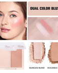 Dual Matte Powder Blush Palette – Nude Beige & Light Brown – Matte Natural Blush for Women, Buildable & Long Lasting Face Blush Makeup, Lightweight Vegan Cheek Blush for All Skin Tones 03#