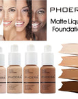 2 Pack PHOERA Foundation, Long-Lasting Waterproof Oil Control Concealer Flawless Soft Matte Liquid Foundation.106 - Warm Sun