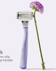 Flamingo Razors for Women Shave Set, 1 Women's Razor Handle (Lilac), 2 Razor Five-Blade Refills, 1 oz. Foaming Shave Gel, and 1 Shower Holder
