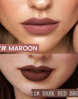 2Pcs Longwear Liquid Lip Liner Stain Marker Pen Set Long Lasting Waterproof, Maroon Dark Red Brown Dusty Mauve Matte 24 Hour Lip Liner and Lipstick Combo, Color Stay Lipliner, Lips Stain peel off