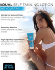 Bronze Tan Gradual Self Tanner Lotion & Tan Extender - Coconut Scented - Aloe Vera & Vitamin E Enriched - Streak-Free Nourishing Sunless Tanning Lotion (200ml)