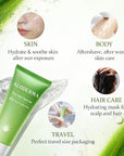 Aloderma 99% Organic Aloe Vera Gel Made within 12 Hours of Harvest, Easy Travel Size Tube for Body, Face, & Scalp, Cooling & Soothing Support for Skin & Sunburn, Hydrating Aloe Gel, 1.5oz - 2ct