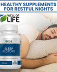 Sleep Restore - Tranquil Sleep Formula with L-Theanine, GABA, 5-HTP, Magnesium, Melatonin & More - 60 Veg Capsules for Deep, Refreshing Sleep & Overall Well-Being