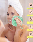 HOMEXCEL Makeup Remover Cloth 12 Count (Pack of 1), Reusable Makeup Remover Pads, Washable Ultra Soft Facial Cleansing Cloths for All Skin Types, 5 X 5 In, Green