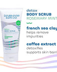 Seaweed Bath Co. Detox Body Scrub, Rosemary Mint Scent, 6 Ounce, Sustainably Harvested Seaweed, French Sea Clay, Coffee Extract