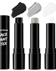 BAD COLOR 3PCS Black White Grey Face Body Paint Stick Makeup for Skull Skeleton Goth Mime SFX Cosplay & Dress Up, Full-Coverage Halloween Facepaint Makeup Kit