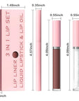 3-in-1Light Nude Matte Lip Stain Kit | Waterproof Lip Liner + Hydrating Matte Lip Gloss + Nourishing Lip Oil | Long Lasting Plumping to Create Perfect Lip Makeup.02#