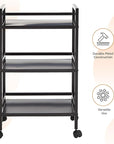 Amazon Basics 3-Tier Metal Rolling Cart, Black