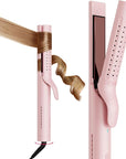 TYMO Airflow 2.0 Curling Iron Flat Iron - Hair Straightener and Curler 2 in 1, 1.25 Inch Curling Wand for Long Short Hair, Dual Voltage for Travel, 54 Million Ionic, Anti-Tangle, 5 Temps, Pink