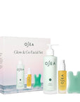 OSEA Glow & Go Facial Full Size Set - Includes Full Size Ocean Facial Cleanser (5oz), DayGlow Face Oil (1oz), Gua Sha Sculptor - Clean Beauty Set - Radiant Mother's Day Gift Set