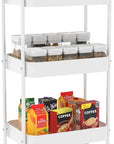 3-Tier Metal Utility Rolling Cart, Multi-Functional Storage Trolley for Office, Living Room, Kitchen, Movable Storage Organizer with Wheels, White