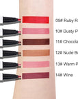 2Pcs Longwear Liquid Lip Liner Stain Marker Pen Set Long Lasting Waterproof, Mauve Dusty Pink Red Matte Permanent 24 Hour Lip Liner and Lipstick Combo, Color Stay Lipliner All Day, Lip Stains peel off