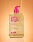 B.TAN Clear Gradual Self Tan Gel | Glow Your Own Way Shimmer - Sunkissed Golden Bronze, Transfer Free, Best Extender, Moisturizing, Non Toxic Sunless Tanning Lotion, No Fake Tanner Smell, 16 Fl Oz