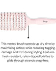 L'ANGE HAIR Siena Wide Curved Vented Hair Brush | Detangle with Nylon Bristles Best for Tangles and Knots Ideal Men Women Brushes Airflow Blush